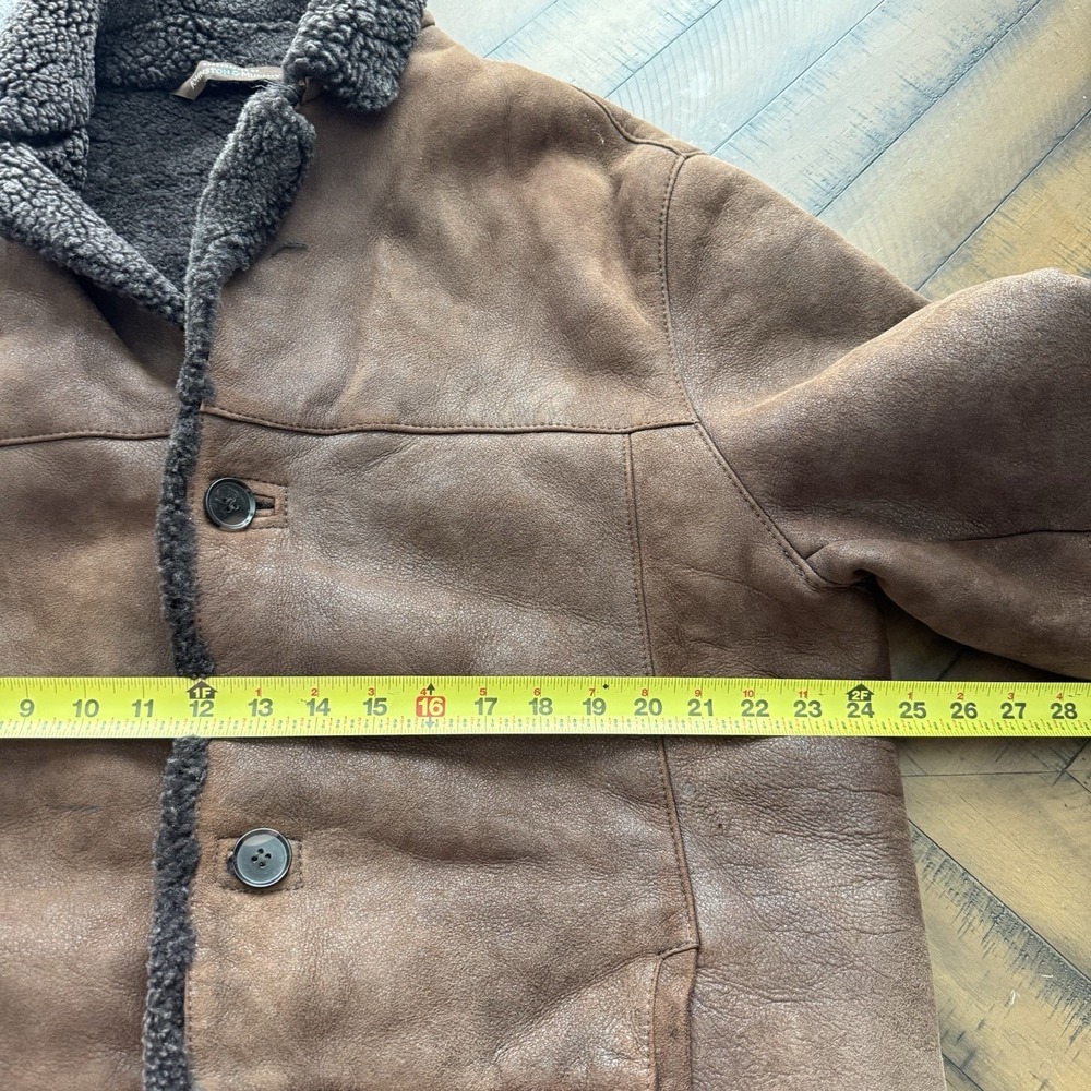 Johnston & Murphy Brown Leather Coat Sheep's Wool Lining Size Large - Picture 11 of 11